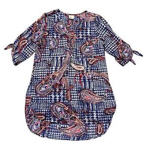 Fig and Flower Women's Paisley Print Button-Up Tunic Top Size S